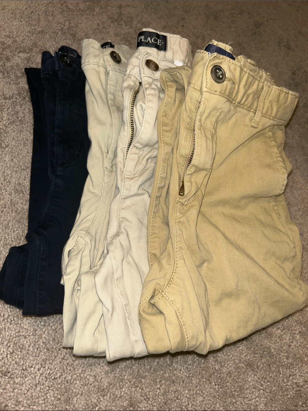 6 Pairs The Children's Place Boys' Casual Pants - 4-khaki, 2 Navy